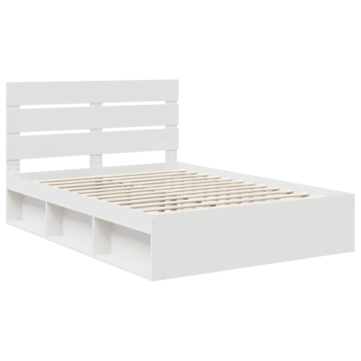 Estrutura da Cama de casal simple com cabeceira Branco 140 x 200 cm Estrutura da Cama de casal simple com cabeceira Branco 140 x 200 cm