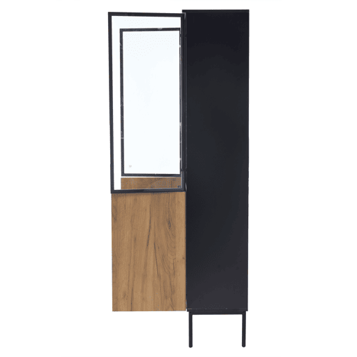 Vitrine com portas de vidro 180 cm - Estante de 5 níveis com luzes LED, para colecionáveis, escritório - PretoCarvalho