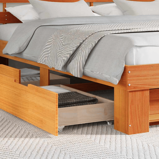 Estrutura de cama de casal simple com cabeceira - Marrom Cera 180 x 200 cm Estrutura de cama de casal simple com cabeceira - Marrom Cera 180 x 200 cm