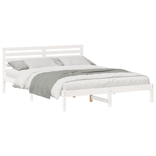 Estrutura da Cama de casal simple com cabeceira Branco 160 x 220 cm