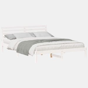 Estrutura da Cama de casal simple com cabeceira Branco 160 x 220 cm