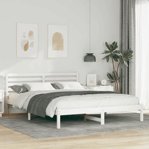 Estrutura da Cama de casal simple com cabeceira Branco 160 x 220 cm