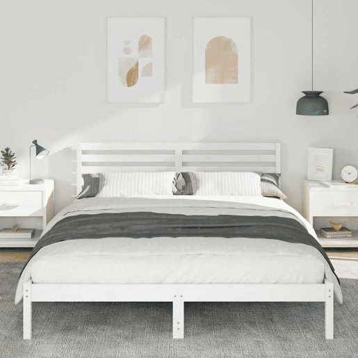 Estrutura da Cama de casal simple com cabeceira Branco 160 x 220 cm