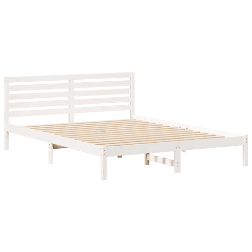 Estrutura da Cama de casal simple com cabeceira Branco 160 x 220 cm