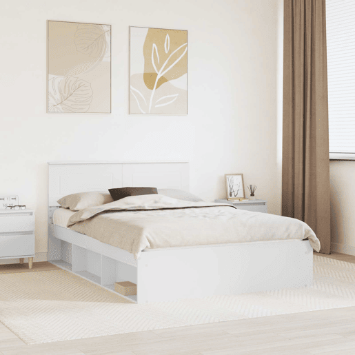 Estrutura De Cama De Casal Simple - Branco 160 x 200 cm Madeira processada Estrutura De Cama De Casal Simple - Branco 160 x 200 cm Madeira processada