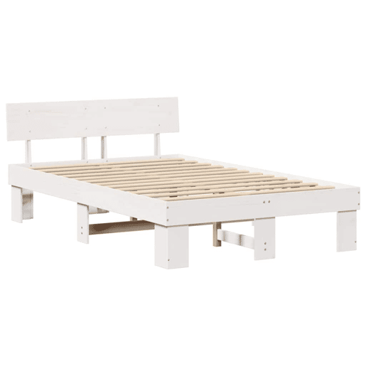 Estrutura da Cama de casal simple com cabeceira Branco 135 x 190 cm Estrutura da Cama de casal simple com cabeceira Branco 135 x 190 cm