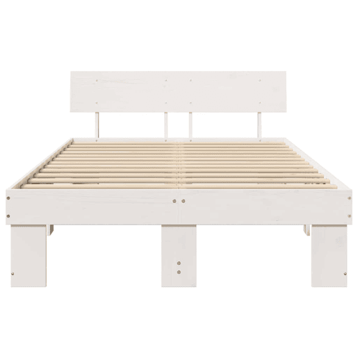 Estrutura da Cama de casal simple com cabeceira Branco 135 x 190 cm Estrutura da Cama de casal simple com cabeceira Branco 135 x 190 cm
