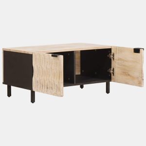 Mesa de Centro, Mesa baixa, Branco 80 x 50 x 40 cm Madeira de manga maciça