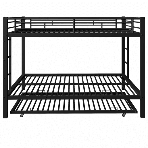 Beliche 140x200 cm - Estrutura em metal, com cama extraível, grades altas - Preto