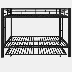 Beliche 140x200 cm - Estrutura em metal, com cama extraível, grades altas - Preto
