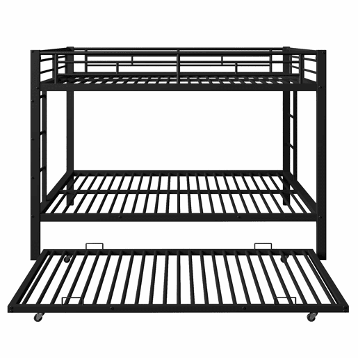 Beliche 140x200 cm - Estrutura em metal, com cama extraível, grades altas - Preto