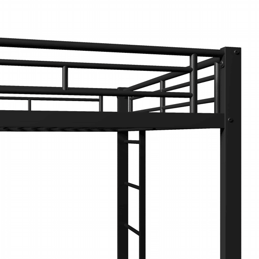 Beliche 140x200 cm - Estrutura em metal, com cama extraível, grades altas - Preto