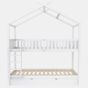 Cama infantil juvenil 90x200 cm - cama tripla extensível com design economizador de espaço - branco