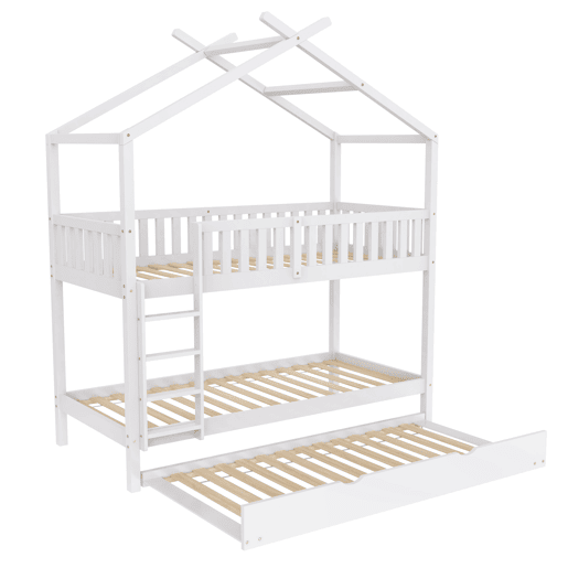 Cama infantil juvenil 90x200 cm - cama tripla extensível com design economizador de espaço - branco