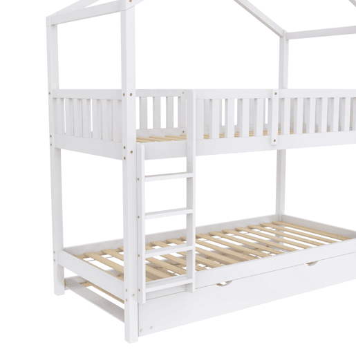 Cama infantil juvenil 90x200 cm - cama tripla extensível com design economizador de espaço - branco