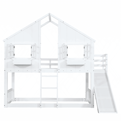 Beliche 90x200 cm - com escorregador, teto e janela, com proteção anticaída e escada de 3 degraus - branco Beliche 90x200 cm - com escorregador, teto e janela, com proteção anticaída e escada de 3 degraus - branco