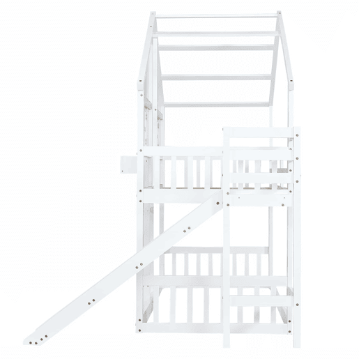 Beliche 90x200 cm - com escorregador, teto e janela, com proteção anticaída e escada de 3 degraus - branco Beliche 90x200 cm - com escorregador, teto e janela, com proteção anticaída e escada de 3 degraus - branco