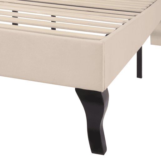 Cama estofada 140x190cm em veludo com cabeceira regulável + estrado - Bege Cama estofada 140x190cm em veludo com cabeceira regulável + estrado - Bege