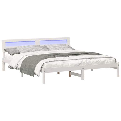 Estrutura da Cama de casal simple com cabeceira Branco 180 x 200 cm Estrutura da Cama de casal simple com cabeceira Branco 180 x 200 cm