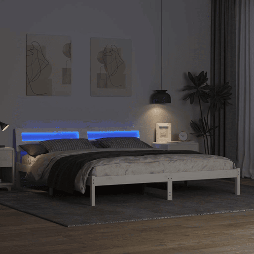 Estrutura da Cama de casal simple com cabeceira Branco 180 x 200 cm Estrutura da Cama de casal simple com cabeceira Branco 180 x 200 cm
