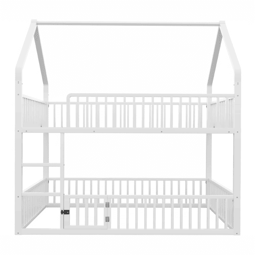 Cama beliche infantil 140x200 - com escada, design loft, cama inferior com porta, branca Cama beliche infantil 140x200 - com escada, design loft, cama inferior com porta, branca