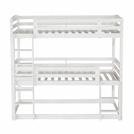 Beliche 90x200 cm - Cama tripla de madeira para crianças - Sem colchão - Branca