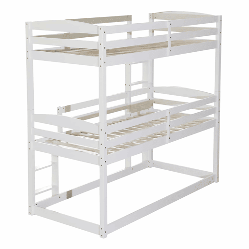 Beliche 90x200 cm - Cama tripla de madeira para crianças - Sem colchão - Branca