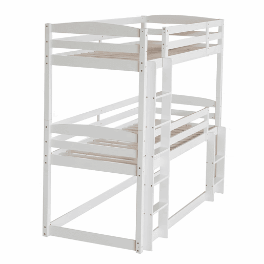 Beliche 90x200 cm - Cama tripla de madeira para crianças - Sem colchão - Branca