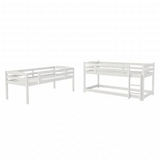 Beliche 90x200 cm - Cama tripla de madeira para crianças - Sem colchão - Branca