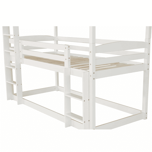 Beliche 90x200 cm - Cama tripla de madeira para crianças - Sem colchão - Branca