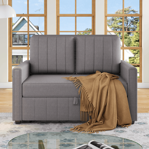 Sofá-cama de 2 lugares 180x127 cm - multifuncional, com encosto ajustável, ideal para espaços pequenos - Antique Gray Sofá-cama de 2 lugares 180x127 cm - multifuncional, com encosto ajustável, ideal para espaços pequenos - Antique Gray