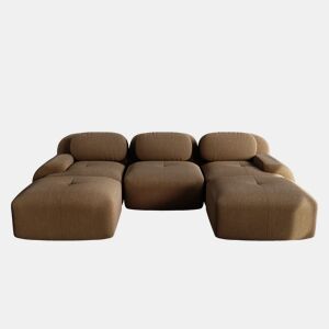 Sofá modular de 3 lugares - Veludo cotelê premium, rústico e antiderrapante, braços extra largos - Castanho