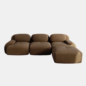 Sofá modular de canto de 3 lugares - 32D acolchoado, ergonómico, adequado para animais de estimação, sem montagem - Castanho