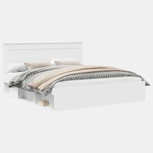 Estrutura de cama de casal com cabeceira king size - Branco 200 x 200 cm