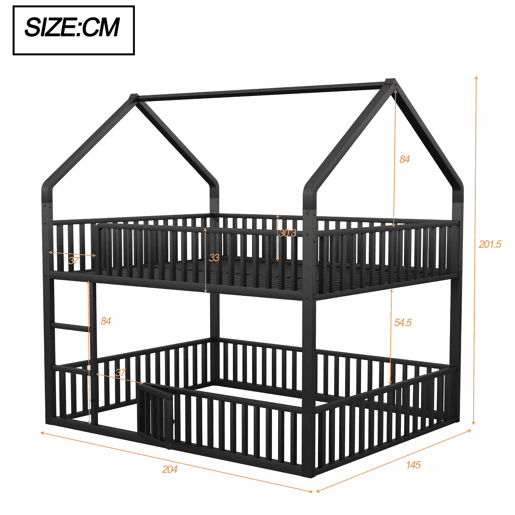 Beliche infantil 140x200 - Cama metálica com escada, design loft, com porta - Preta Beliche infantil 140x200 - Cama metálica com escada, design loft, com porta - Preta
