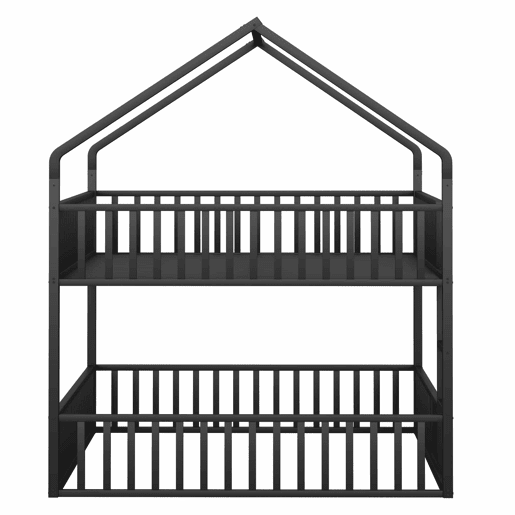 Beliche infantil 140x200 - Cama metálica com escada, design loft, com porta - Preta Beliche infantil 140x200 - Cama metálica com escada, design loft, com porta - Preta