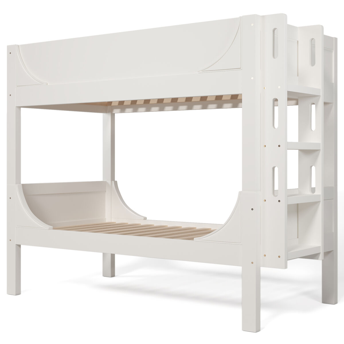 Cama litera separable 90x200 cm - escalera flexible, diseño de trineo, blanco
