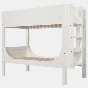 Cama beliche separável 90x200 cm - Escada flexível, design tipo trenó, branco