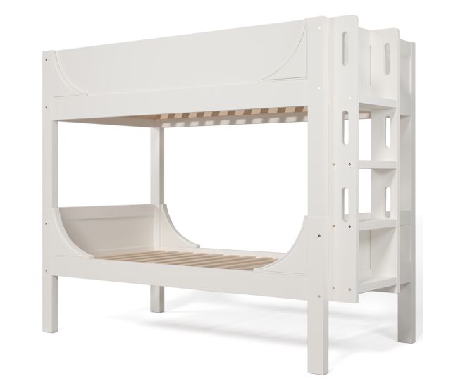 Cama litera separable 90x200 cm - escalera flexible, diseño de trineo, blanco