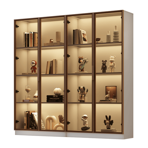 Vitrines de vidro 2 peças - 16 cores de iluminação LED, portas basculantes e prateleiras ajustáveis - Branco Vitrines de vidro 2 peças - 16 cores de iluminação LED, portas basculantes e prateleiras ajustáveis - Branco
