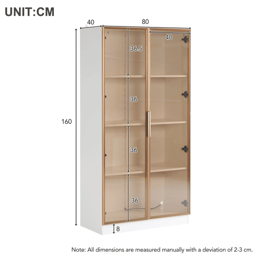 Vitrines de vidro 2 peças - 16 cores de iluminação LED, portas basculantes e prateleiras ajustáveis - Branco Vitrines de vidro 2 peças - 16 cores de iluminação LED, portas basculantes e prateleiras ajustáveis - Branco