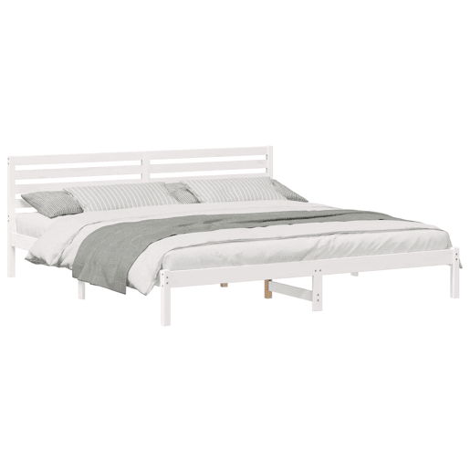 Estrutura da Cama de casal simple com cabeceira Branco 180 x 220 cm Estrutura da Cama de casal simple com cabeceira Branco 180 x 220 cm