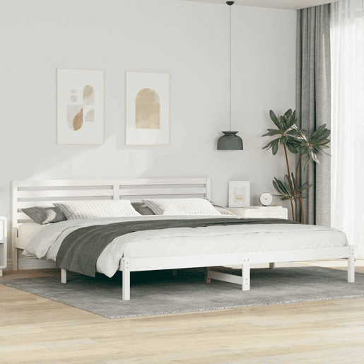 Estrutura da Cama de casal simple com cabeceira Branco 180 x 220 cm Estrutura da Cama de casal simple com cabeceira Branco 180 x 220 cm