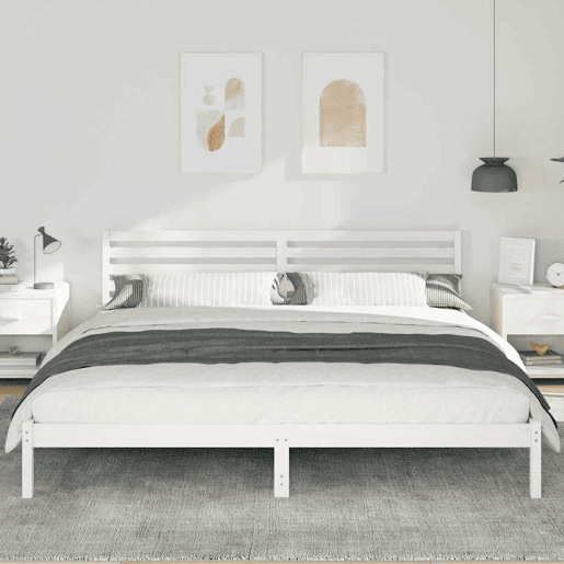 Estrutura da Cama de casal simple com cabeceira Branco 180 x 220 cm Estrutura da Cama de casal simple com cabeceira Branco 180 x 220 cm