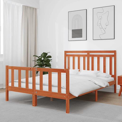 Estrutura da Cama de casal simple 2 pcs Marrom Cera 205,5 x 145,5 x 100 cm Estrutura da Cama de casal simple 2 pcs Marrom Cera 205,5 x 145,5 x 100 cm