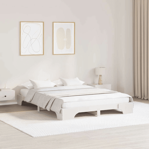 Estrutura De Cama De Casal Simple - Branco 160 x 200 cm Estrutura De Cama De Casal Simple - Branco 160 x 200 cm