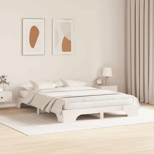 Estrutura De Cama De Casal Simple - Branco 160 x 200 cm Estrutura De Cama De Casal Simple - Branco 160 x 200 cm