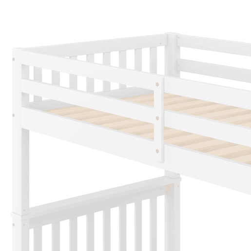 Beliche 90x200 cm - Com escada, 2 gavetas, grades altas, certificado EN747-1, branco Beliche 90x200 cm - Com escada, 2 gavetas, grades altas, certificado EN747-1, branco