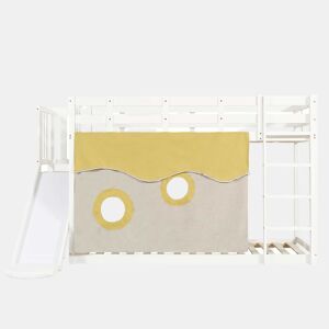 Beliche 90x200 cm - com escada, grades, cortina e escorregador - Branco