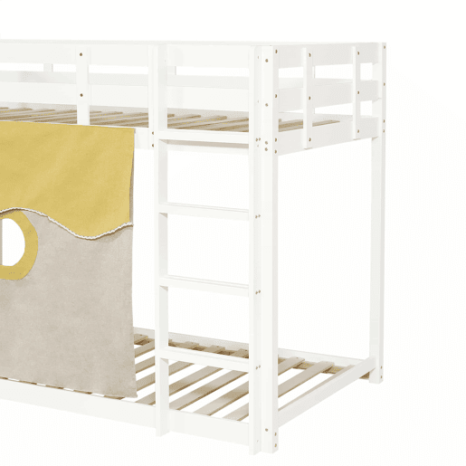 Beliche 90x200 cm - com escada, grades, cortina e escorregador - Branco